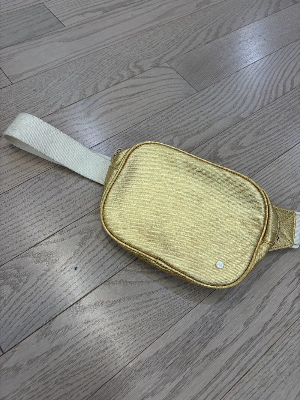 State Bags Gold Crossbody Belt Bag with Canvas Strap